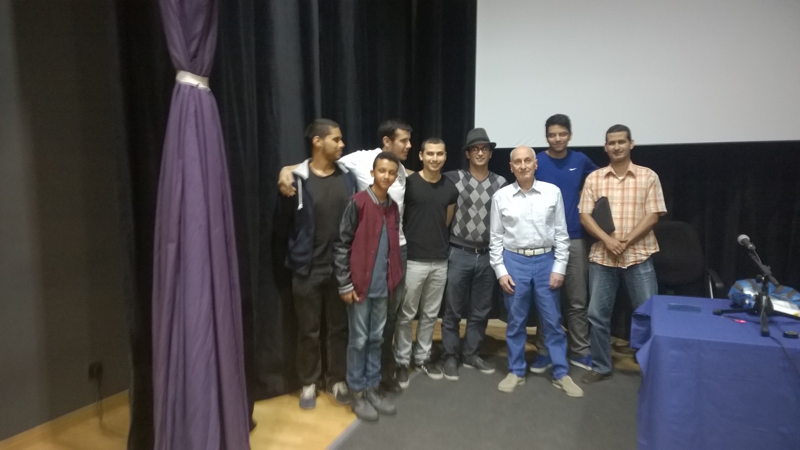 Les étudiants de Studio M Casablanca (section Cinéma d'animation) avec Michel Ocelot.